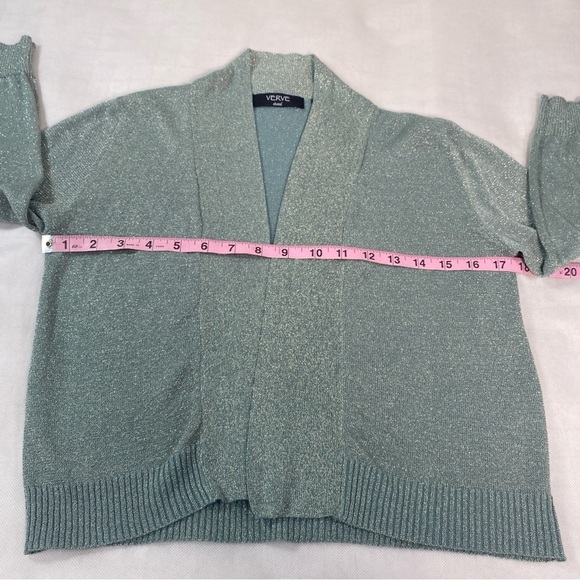 Verve Shiny Green Cropped Sweater Size S - Picture 3 of 6